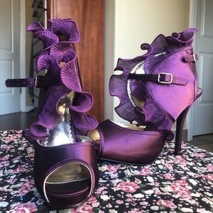 Purple High Heels W/ Purple Ruffles